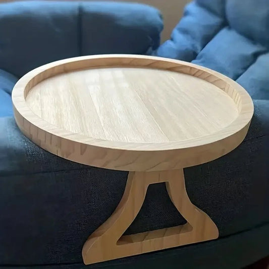 CLIPTABLE – Bandeja redonda de madera para sofá, para sujetar en reposabrazos