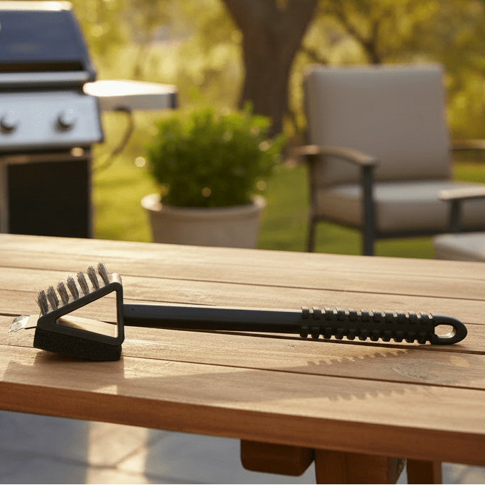 GRIMEX – Limpiador de parrillas con raspador y esponja para la limpieza y renovación de superficies de parrilla