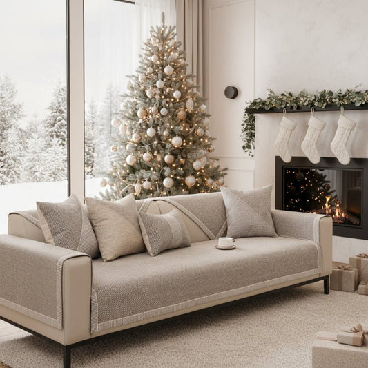 NATURWEFT – Antislip katoenen linnen bankhoes voor alle seizoenen