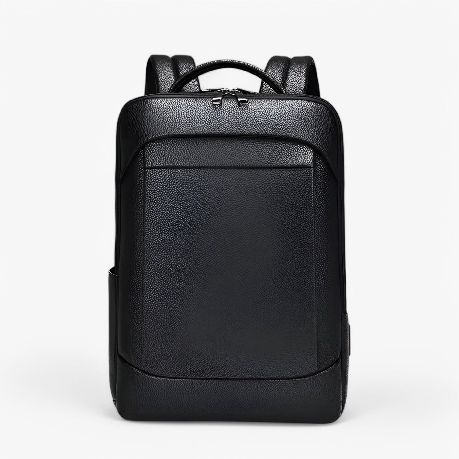 Eleganter Leder-Rucksack Damen/Herren mit USB-Anschluss für Laptop und Alltag, 15,6 Zoll, Schwarz-3