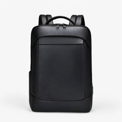 Eleganter Leder-Rucksack Damen/Herren mit USB-Anschluss für Laptop und Alltag, 15,6 Zoll, Schwarz-3
