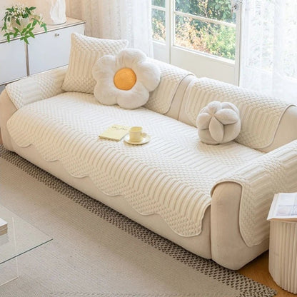 PLUSHCREAM – Dickes Tuft-Fleece Sofaüberwurf für warme Winter-Gemütlichkeit