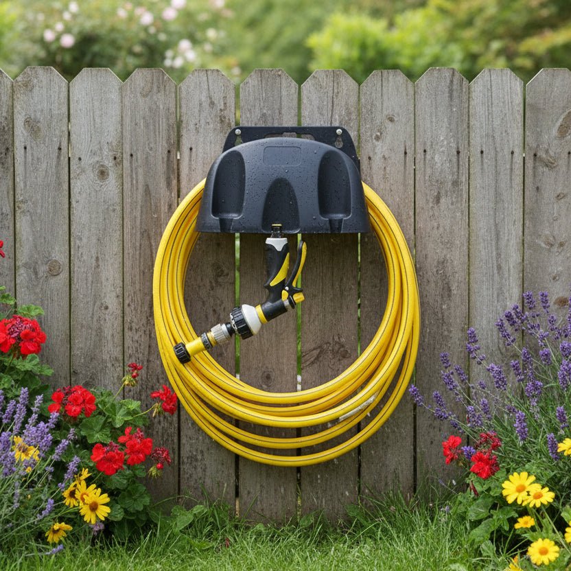 GARDORA – Soporte de pared para mangueras de agua para un almacenamiento limpio y práctico