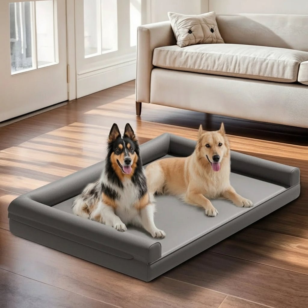 CALMDEN – Orthopädisches Hundesofa aus Mikrofaserleder mit wasserfestem Bolster-Design