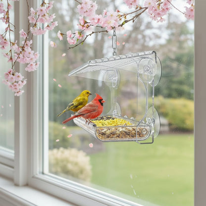 SKYVIEWFEED – Transparant voederstation met raam voor wilde vogels