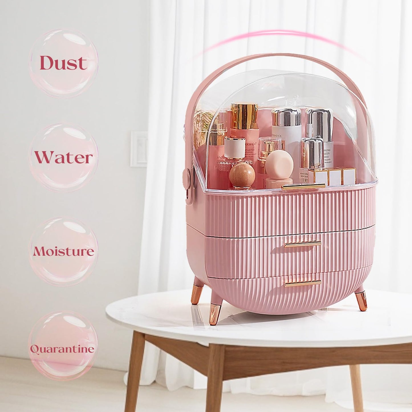 BeautySence make-up organiser - Dustproof & waterproof cosmetics box with elegant design