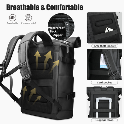 ROLLTRAIL Rugzak – Uitbreidbare outdoor rugzak met groot volume & laptopvak