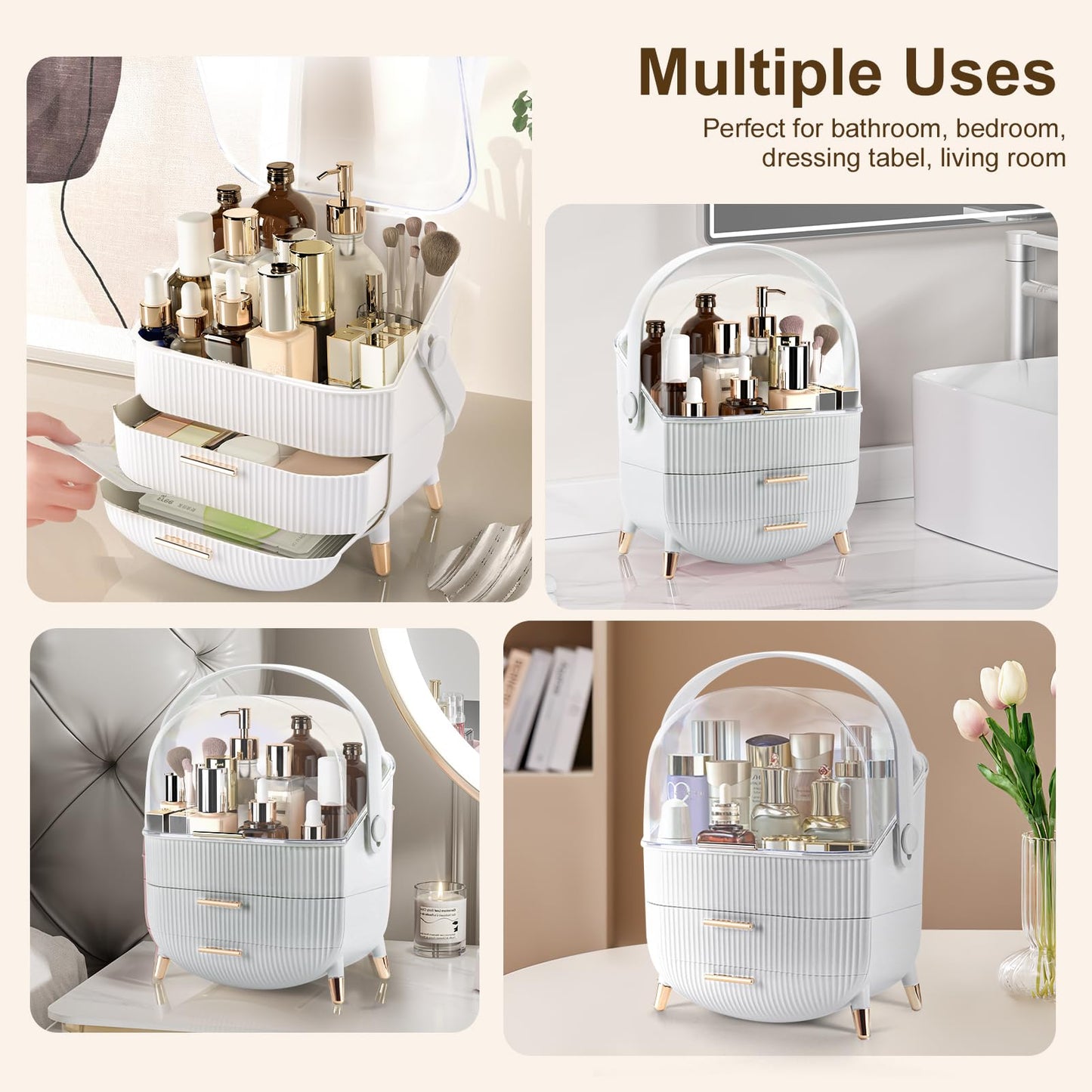 BeautySence make-up organiser - Dustproof & waterproof cosmetics box with elegant design