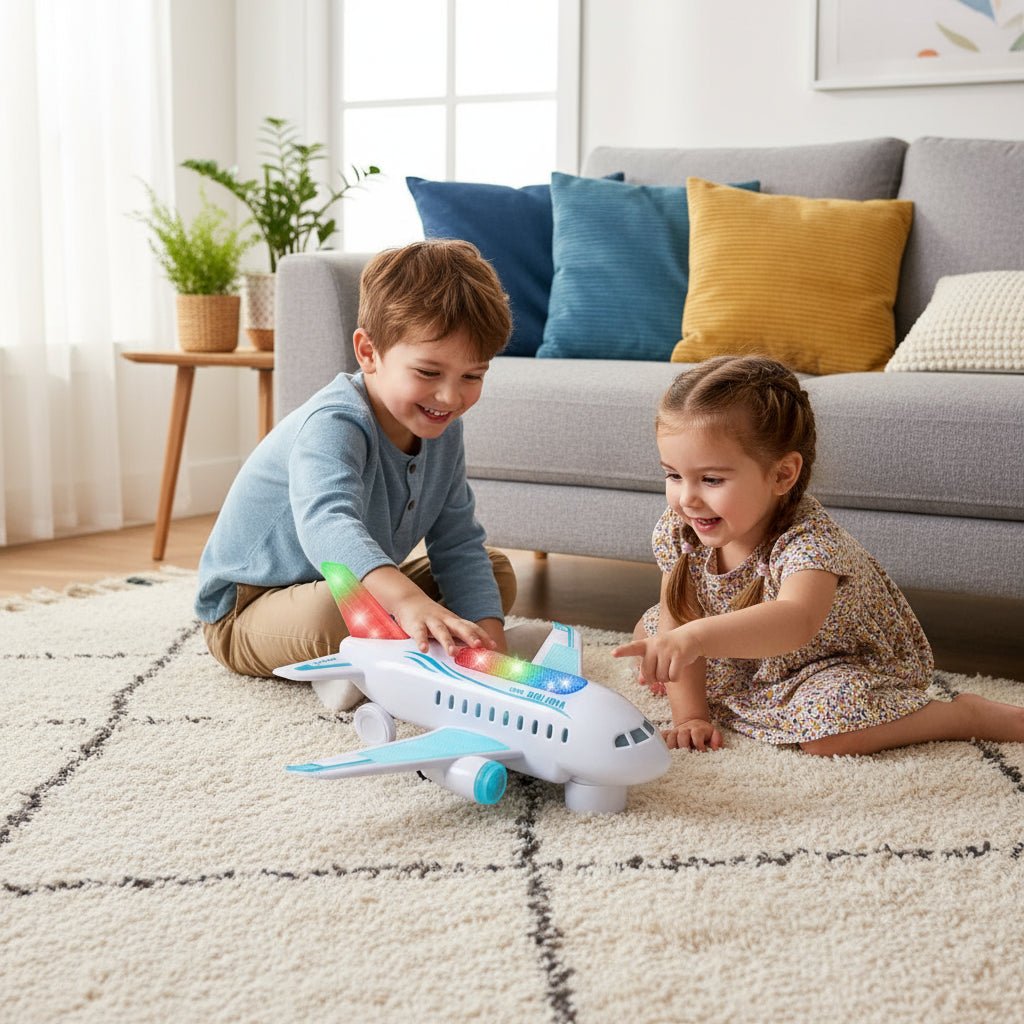 SPINJET – LED-Elektro-Flugzeug-Spielzeug mit 360°-Drehung & Musik