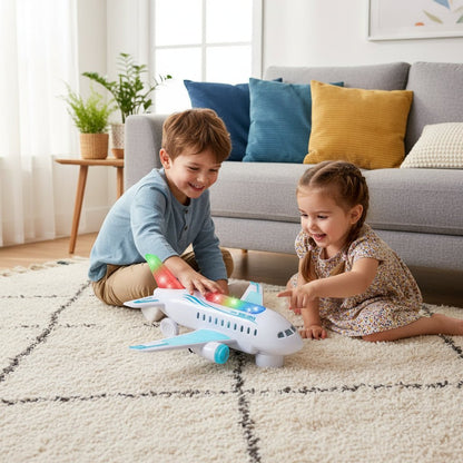 SPINJET – LED-Elektro-Flugzeug-Spielzeug mit 360°-Drehung & Musik