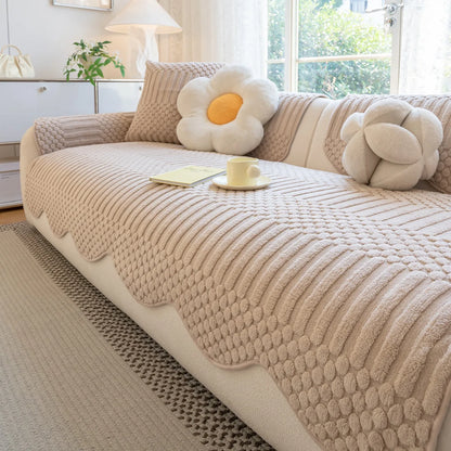 PLUSHCREAM – Dickes Tuft-Fleece Sofaüberwurf für warme Winter-Gemütlichkeit