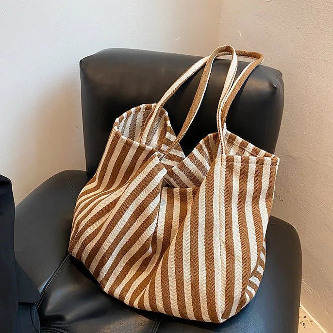 TOTEVA – Bolsa de rayas con forma estable y cómodas correas largas para el hombro