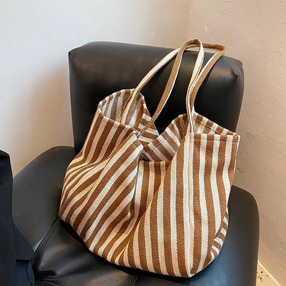 TOTEVA – Bolsa de rayas con forma estable y cómodas correas largas para el hombro