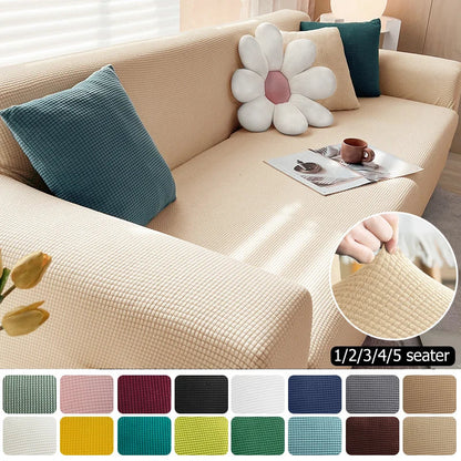 Elastischer Sofabezug Grau 3-Sitzer Jacquard Wasserabweisend Pflegeleicht-3
