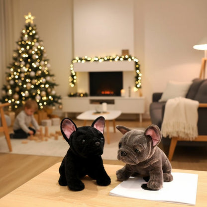 BULLDOFY – Realistisches Bulldog-Kuscheltier (28 cm) in Schwarz & Grau für Kinder und Tierliebhaber