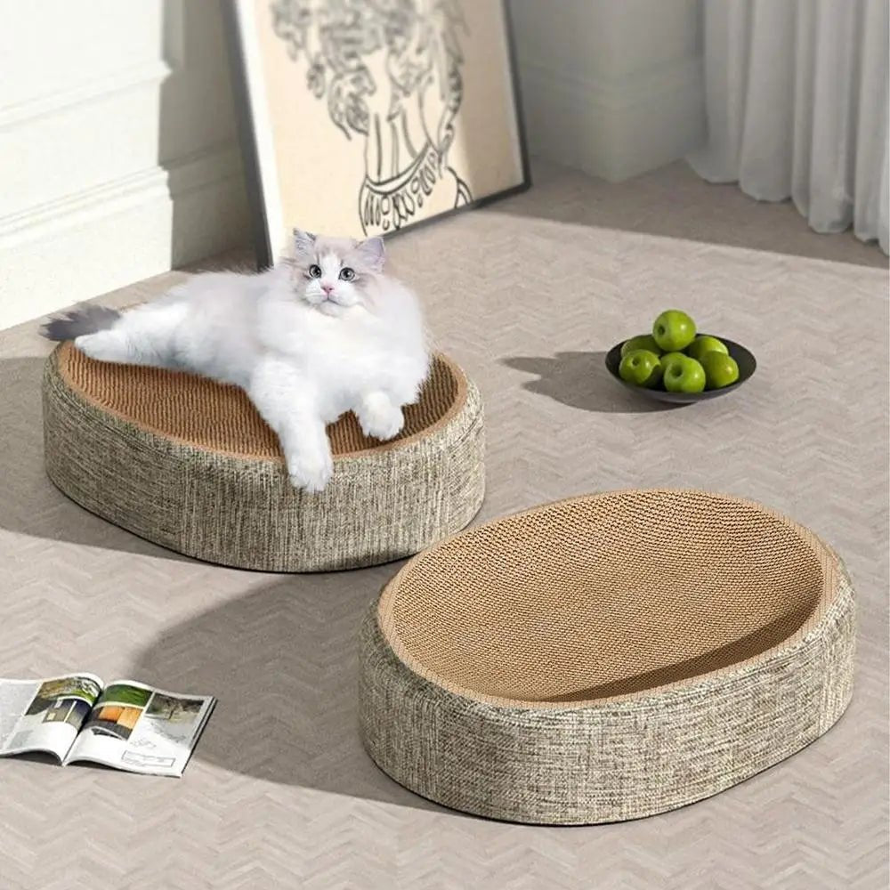 PURRLOOM – Cama ovalada trenzada de sisal para gatos para rascar y dormir cómodamente