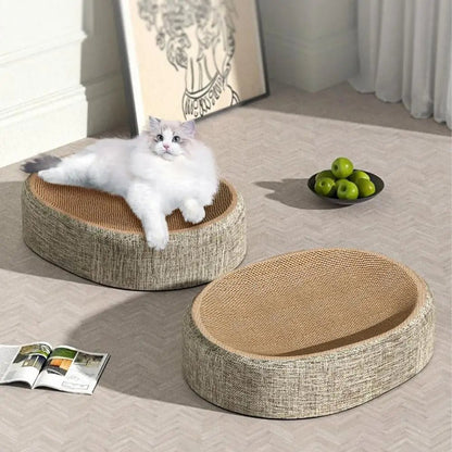PURRLOOM – Cama ovalada trenzada de sisal para gatos para rascar y dormir cómodamente