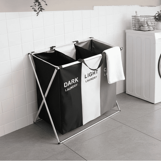 SORTIVA – Clasificador de ropa de 3 compartimentos con función plegable