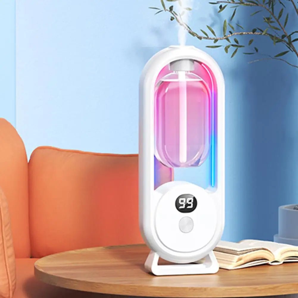 SCENTORA – Dispositivo de aroma recargable con spray intermitente y pantalla