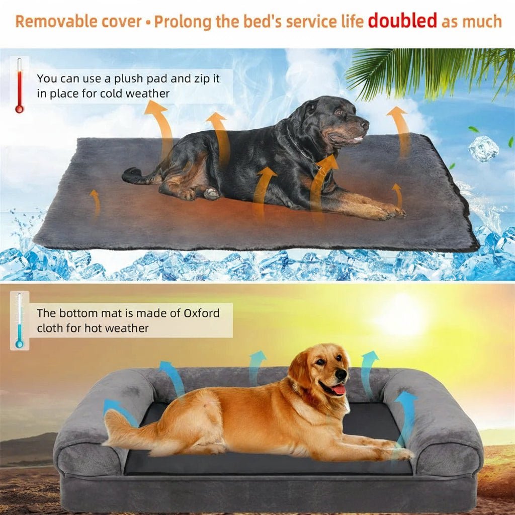 ZENHAVEN – Orthopädisches Hundebett aus Memoryschaum mit wasserfuttertem Bezug & Plüschkomfort