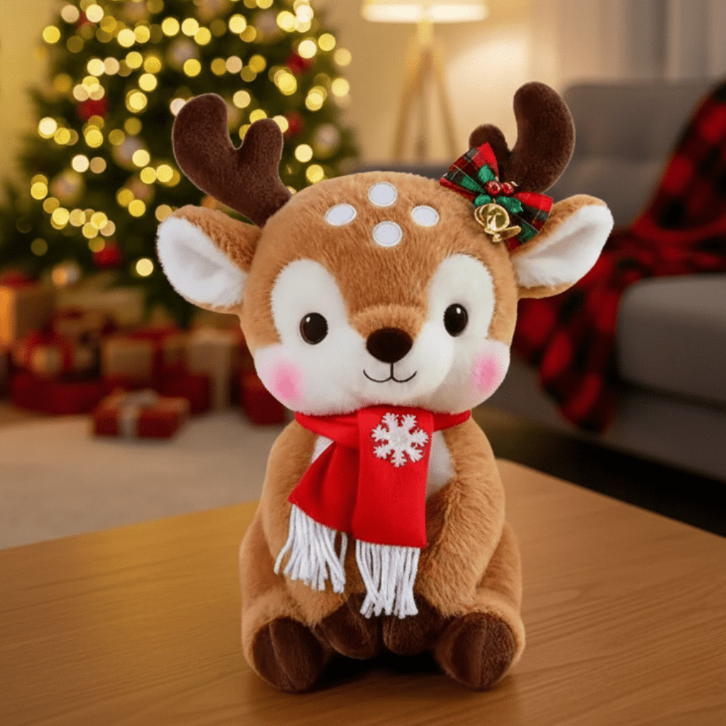 SCARFPLUSH – Niedliche Plüschpuppe mit Weihnachtsschal, ideal als Weihnachtsgeschenk 0
