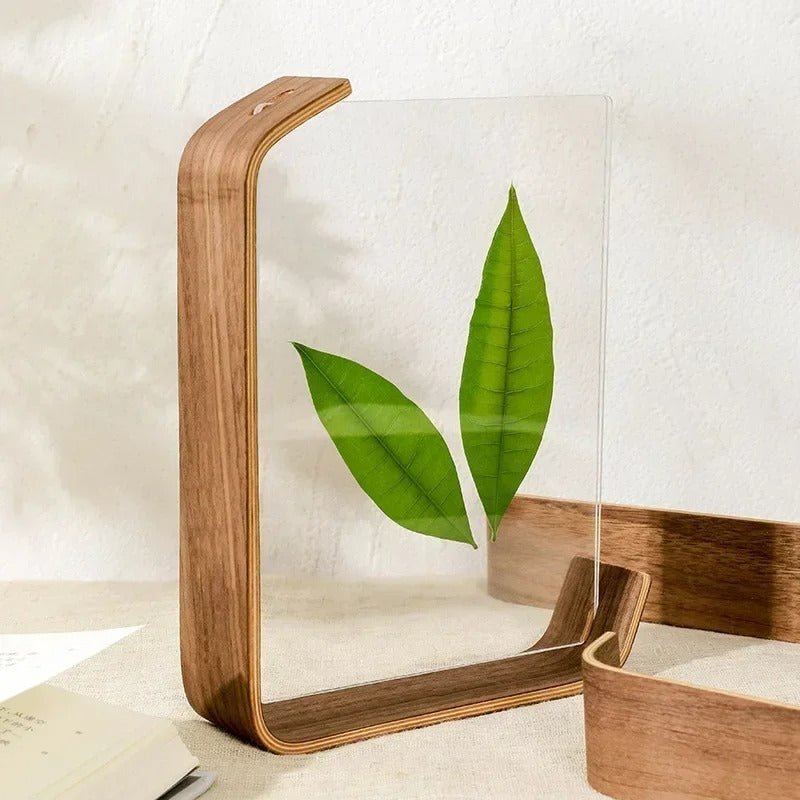 FOTODUO – Marco de fotos acrílico-madera con vista a doble cara para decoración moderna de mesa