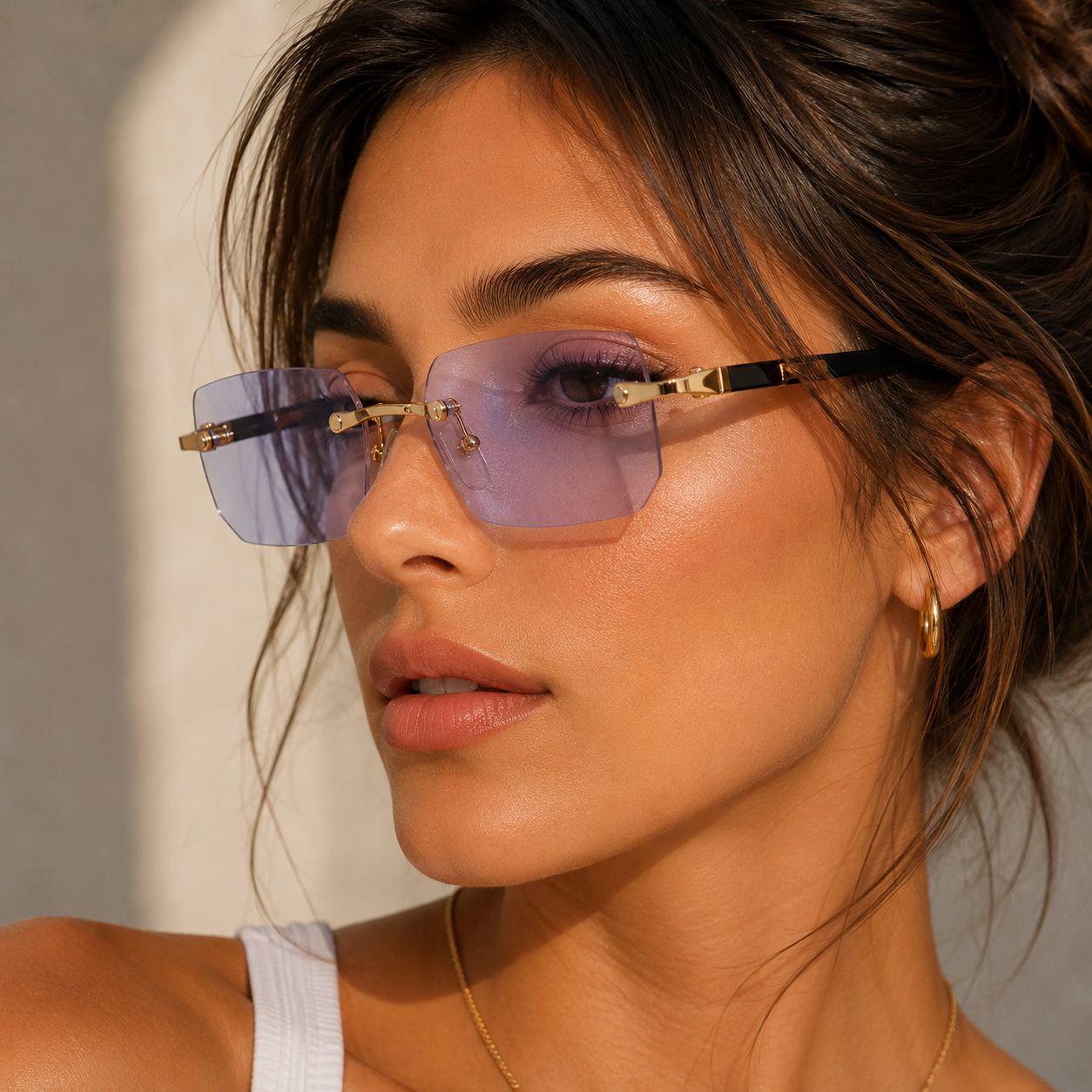 SHADEVISTA – Gafas de sol rectangulares sin montura con protección UV400