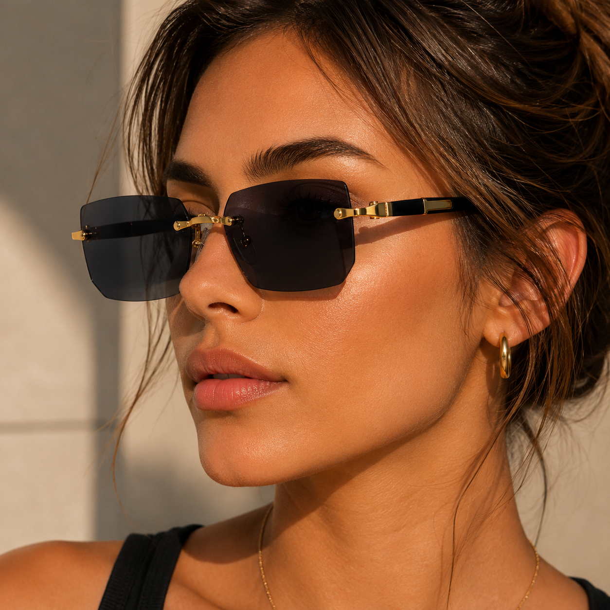 SHADEVISTA – Gafas de sol rectangulares sin montura con protección UV400
