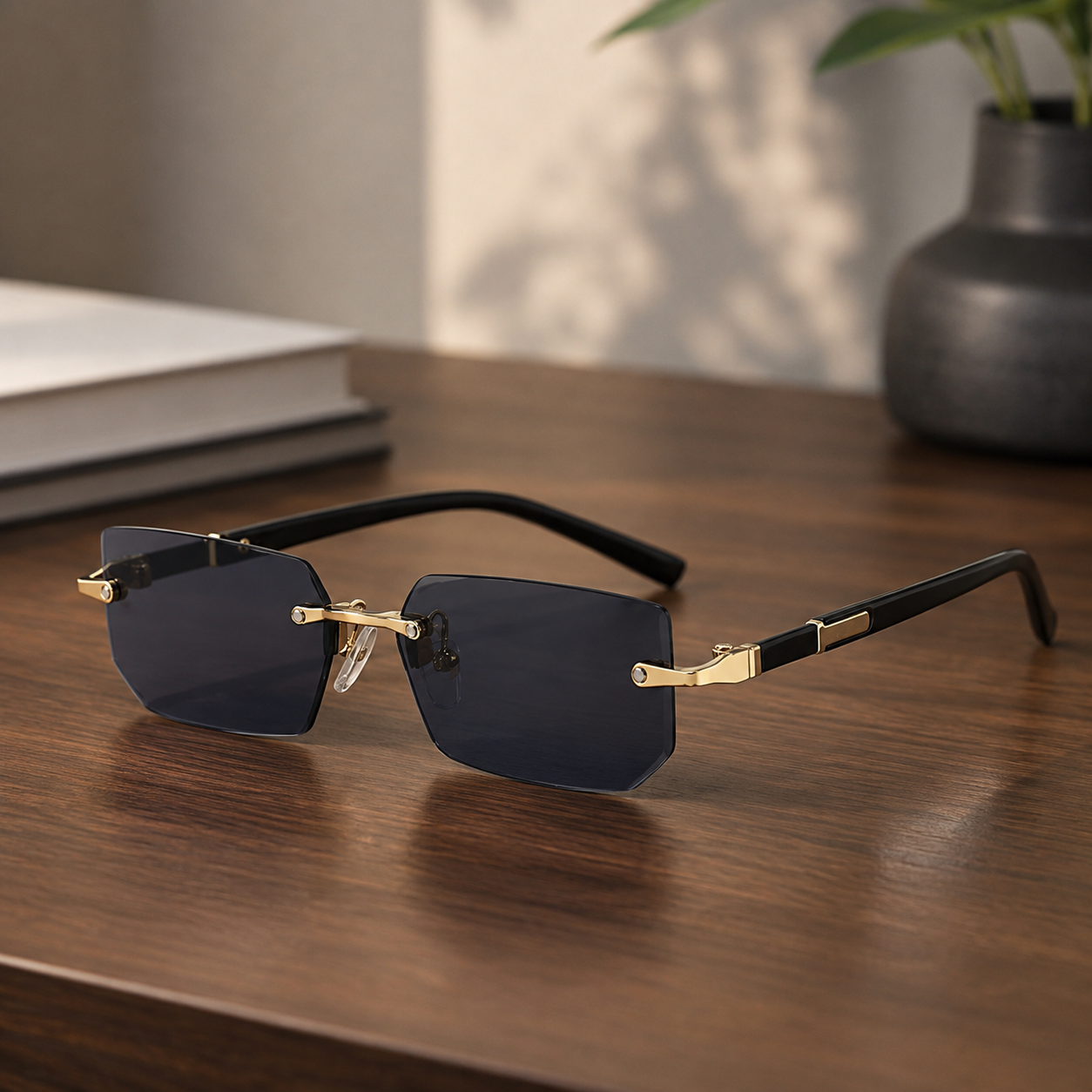 SHADEVISTA – Gafas de sol rectangulares sin montura con protección UV400