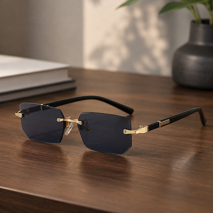 SHADEVISTA – Gafas de sol rectangulares sin montura con protección UV400