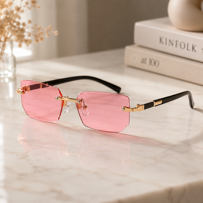 SHADEVISTA – Gafas de sol rectangulares sin montura con protección UV400