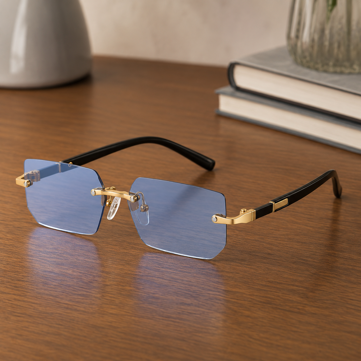 SHADEVISTA – Gafas de sol rectangulares sin montura con protección UV400