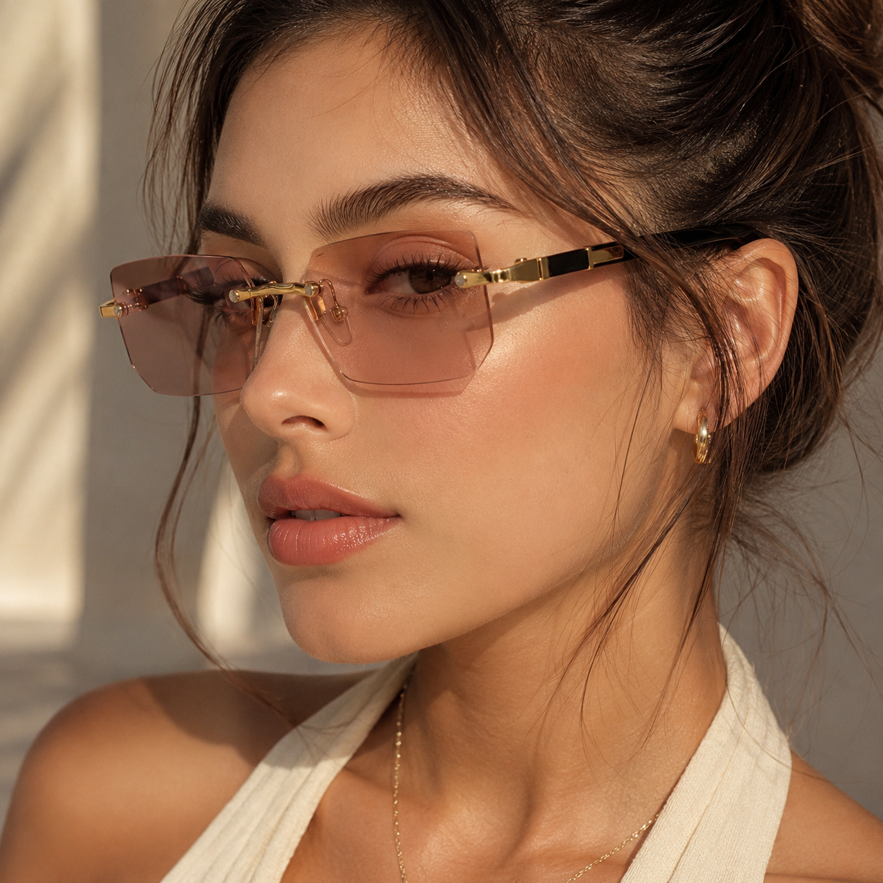 SHADEVISTA – Gafas de sol rectangulares sin montura con protección UV400