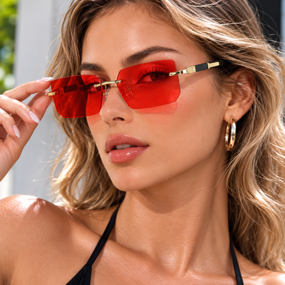 SHADEVISTA – Gafas de sol rectangulares sin montura con protección UV400