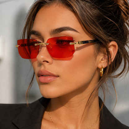 SHADEVISTA – Gafas de sol rectangulares sin montura con protección UV400