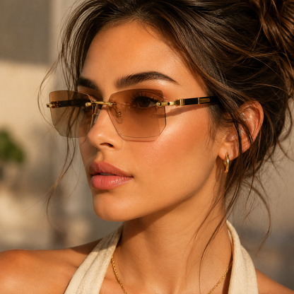 SHADEVISTA – Gafas de sol rectangulares sin montura con protección UV400