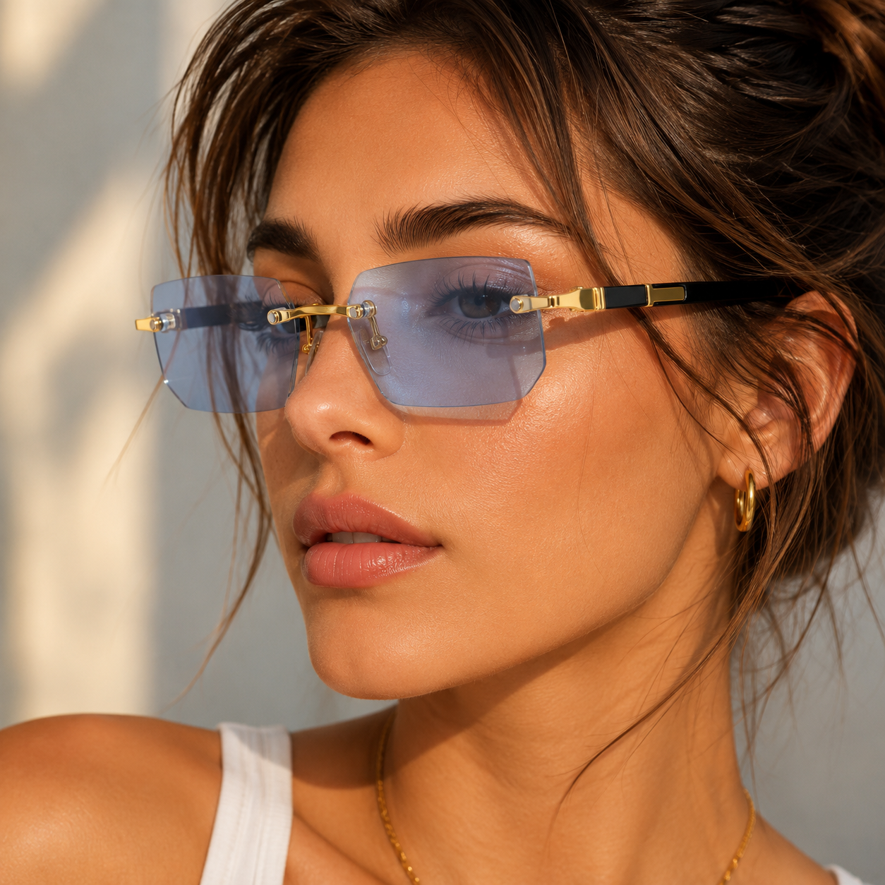 SHADEVISTA – Gafas de sol rectangulares sin montura con protección UV400