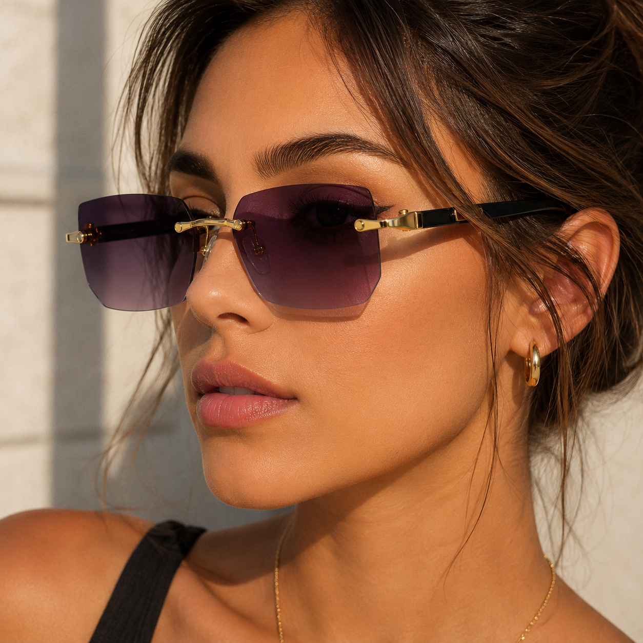 SHADEVISTA – Gafas de sol rectangulares sin montura con protección UV400