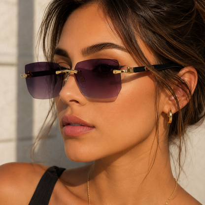 SHADEVISTA – Gafas de sol rectangulares sin montura con protección UV400