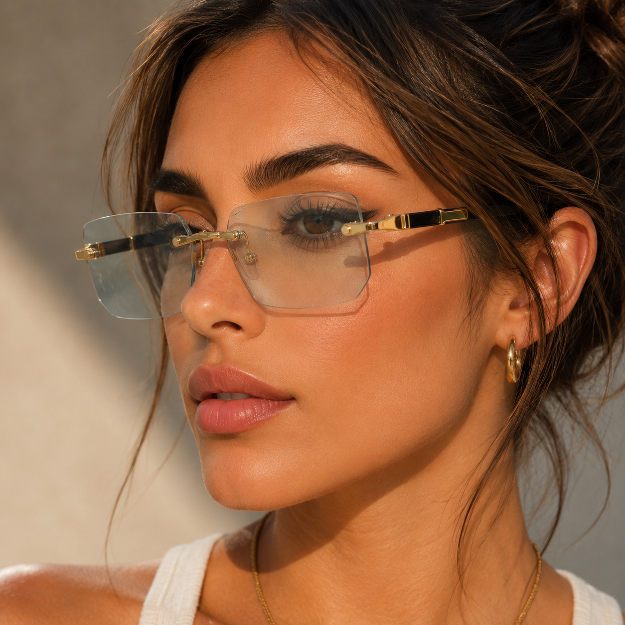 SHADEVISTA – Gafas de sol rectangulares sin montura con protección UV400