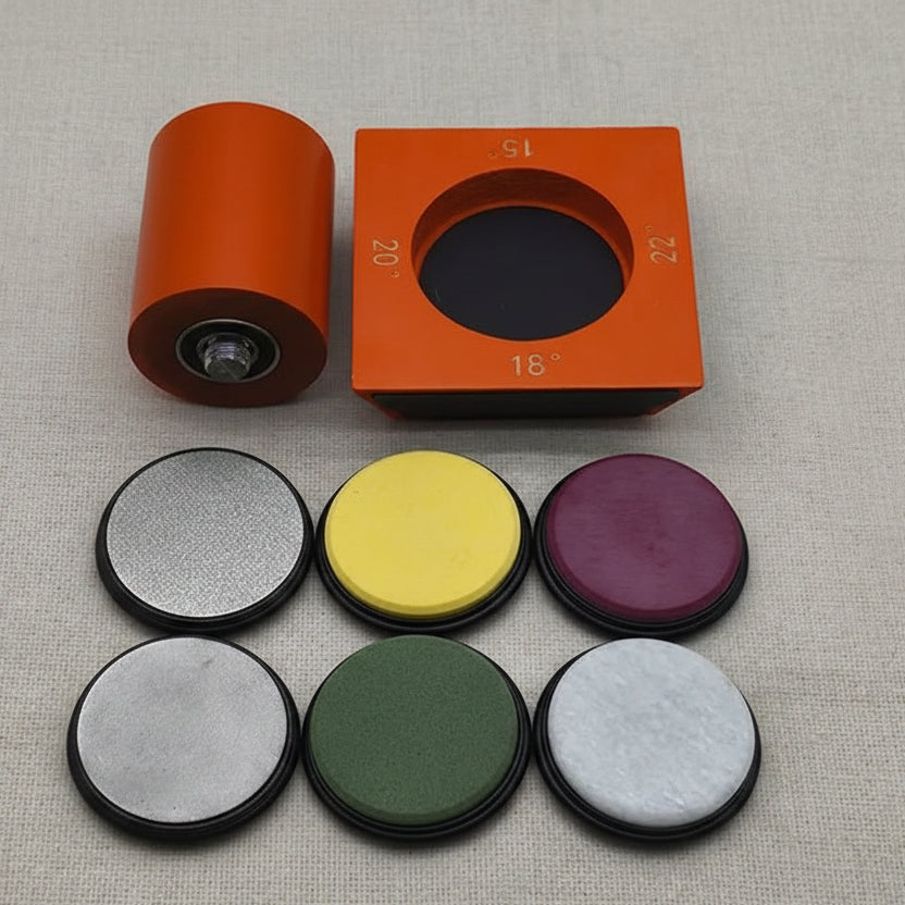 SHARPROLL – 4-Winkel-Rollmesserschärfer mit magnetischem Holzsockel 15