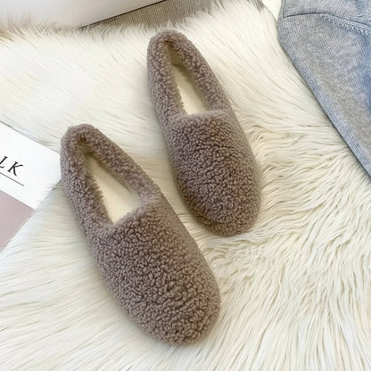 SHEEPLUX – Gemütliche Winter-Wollpantoffeln für Damen mit lockigem Schaffell zum Hineinschlüpfen 11