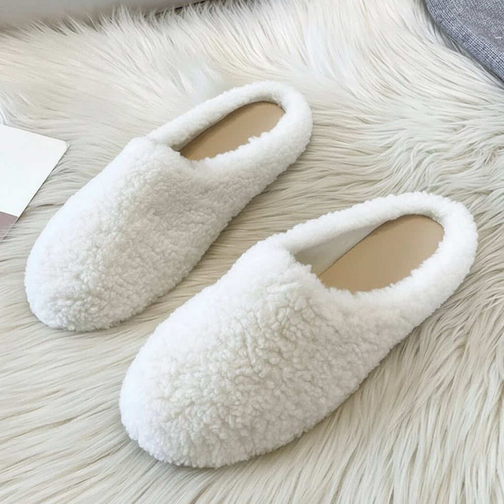 SHEEPLUX – Gemütliche Winter-Wollpantoffeln für Damen mit lockigem Schaffell zum Hineinschlüpfen 14