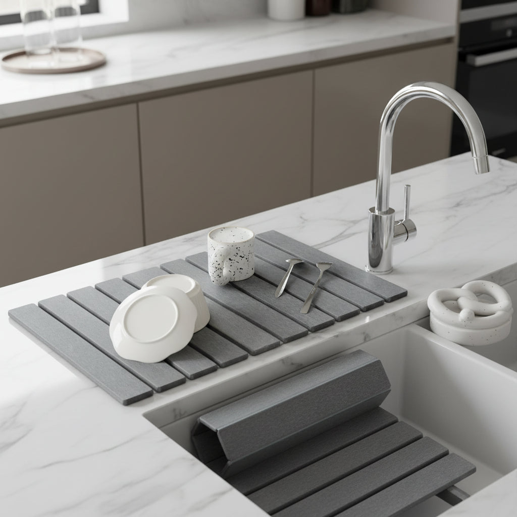 SILICADRY – Schnelltrocknende Diatomit-Steinmatte für saubere, hygienische Oberflächen 1