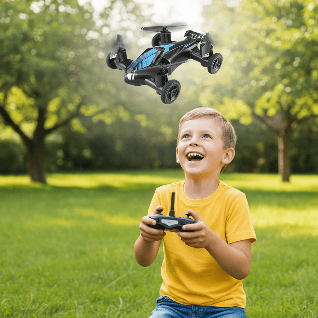 SKYRACER – 2-in-1 Ferngesteuertes Fahrzeug & Drohne für Flug- und Fahrspaß