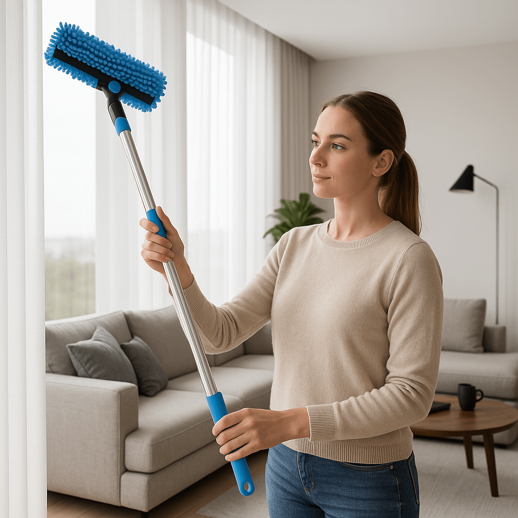 SLEEKWIPE – 2-in-1 Verstellbares Glasreinigungswerkzeug mit Abzieher und Scheuerschwamm 2