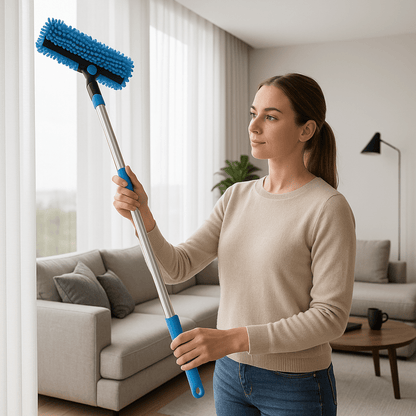 SLEEKWIPE – 2-in-1 Verstellbares Glasreinigungswerkzeug mit Abzieher und Scheuerschwamm 2