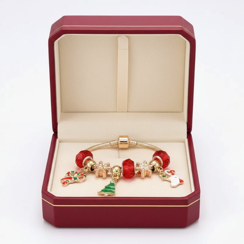 SNOWWRIST – Festliches Zuckerstangen-Charm-Armband mit verstellbarer Silberkette 1