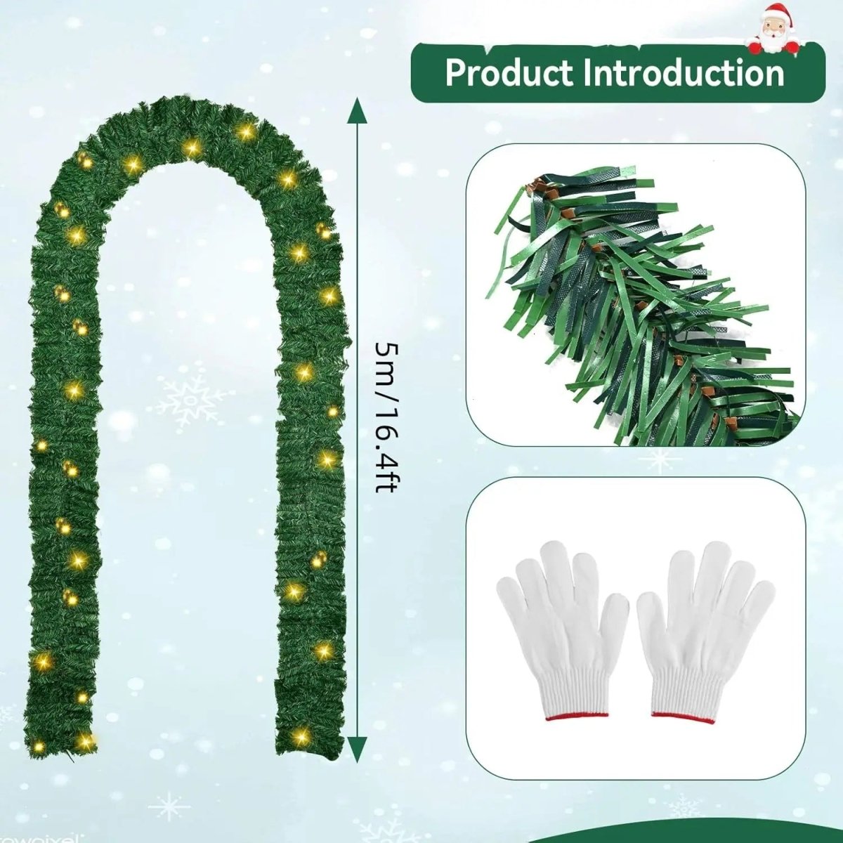 SPARKLE PINE – 5 Meter lange Weihnachtsgirlande mit 100 warmweißen LED-Lichtern 4