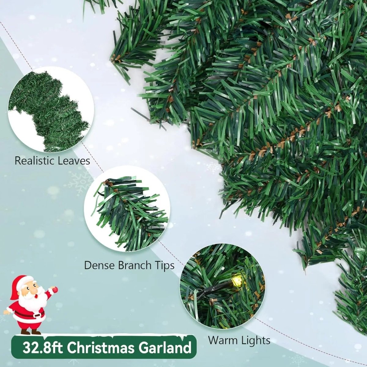 SPARKLE PINE – 5 Meter lange Weihnachtsgirlande mit 100 warmweißen LED-Lichtern 6